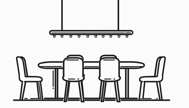 Minimalist Dining Table Set with Modern Chairs Illustration.