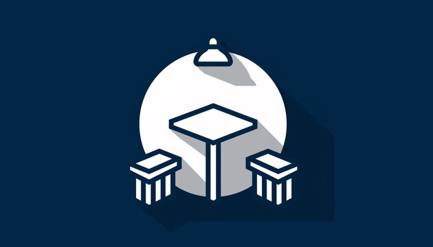 Modern conference room icon showing round table and seating.