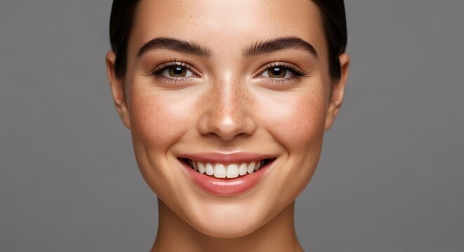 Smiling Young Woman with Healthy Teeth.