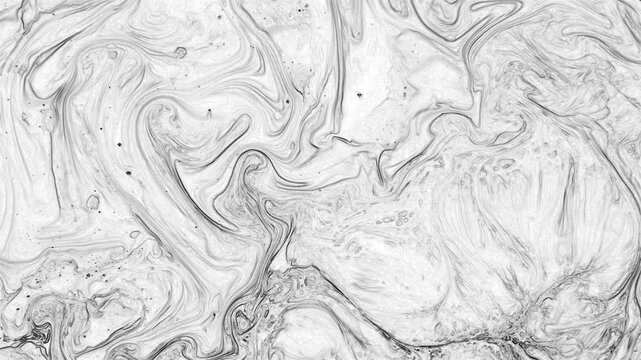 Dynamic monochrome composition showing intricate liquid paint swirls. A detailed abstract background with organic flow and high contrast charcoal textures for premium creative artworks.