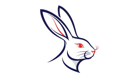 Obraz premium White rabbit head profile view.