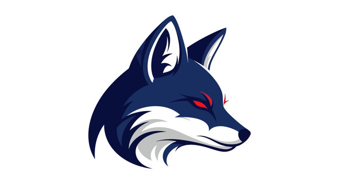 Wolf head with red eye.