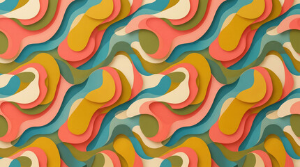 Obraz premium abstract retro wavy organic shape pattern 