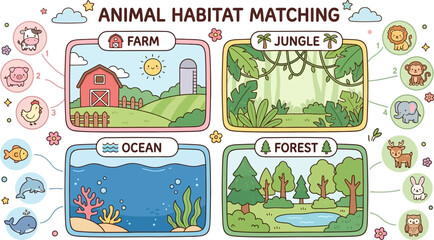 Fototapeta premium Animal learning worksheet bundle
