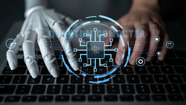 AI on a quantum computer processor, the future of technology. The architecture of a quantum computer revolutionizes high-performance AI computing. Motif