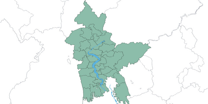 Assam State Map District Boundaries Clean Political Vector Illustration
