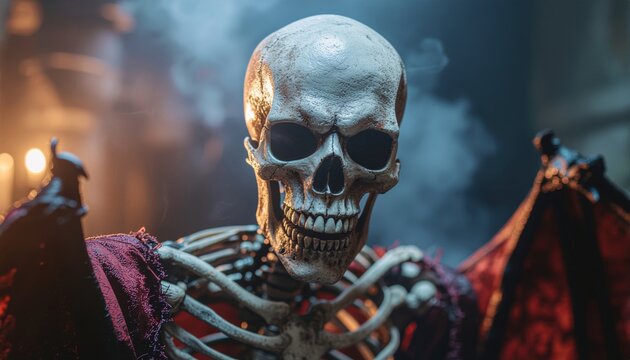 Creepy Skeleton Figure with Menacing Expression for Halloween.