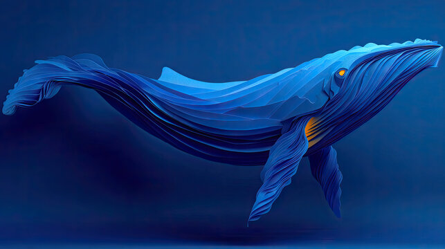 Majestic Blue Whale Swimming Gracefully in the Deep Ocean.