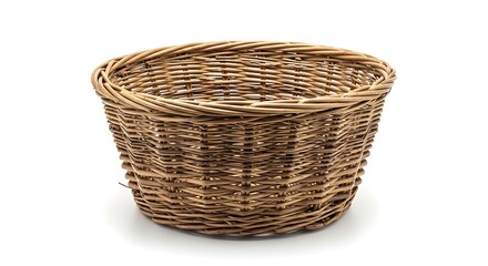 Fototapeta premium Wicker basket isolated on white background for display and presentation