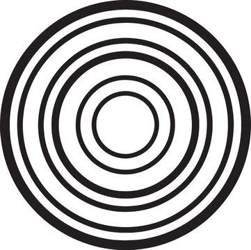 Sophisticated geometric target pattern featuring five concentric circles of varying width isolated on transparent background for clean minimalist graphic works.