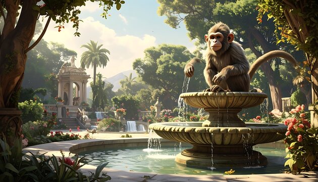Monkey fountain garden