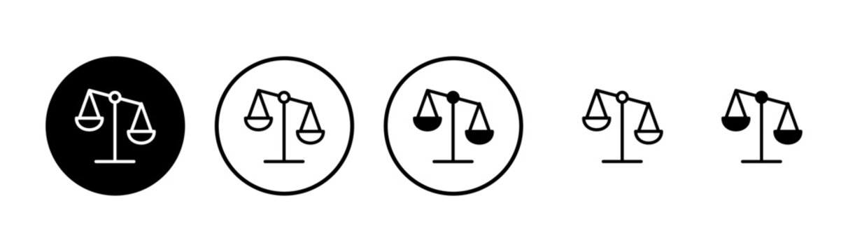 Scales icon logo design. Law scale icon. Justice sign and symbol