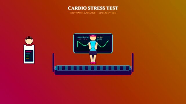 A professional sports medical consultation involving a cardiac stress test where an athlete performs on a treadmill while a technician monitors heart health vitals