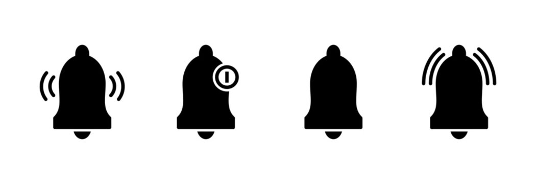 Bell icon symbol for apps and websites. Notification sign and symbol for web site design