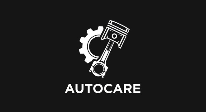 Automotive piston and gear icon, autocare symbol, mechanical engineering concept, clean design