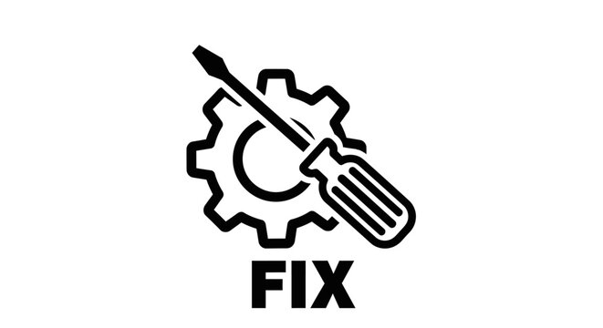 Screwdriver Fixing Gear Cogwheel Icon, Repair Service, Technical Support and Maintenance Symbol