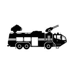 Obraz premium Sleek futuristic autonomous fire truck silhouette, a high-tech modern emergency response vehicle design symbolizing advanced automated rescue operations