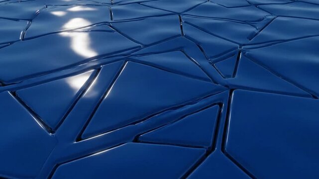 Geometric Liquid Flow Close-up, top-down view of a glossy, liquid surface forming abstract geometric patterns through its flow.