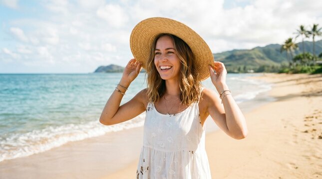 A young woman on the beach