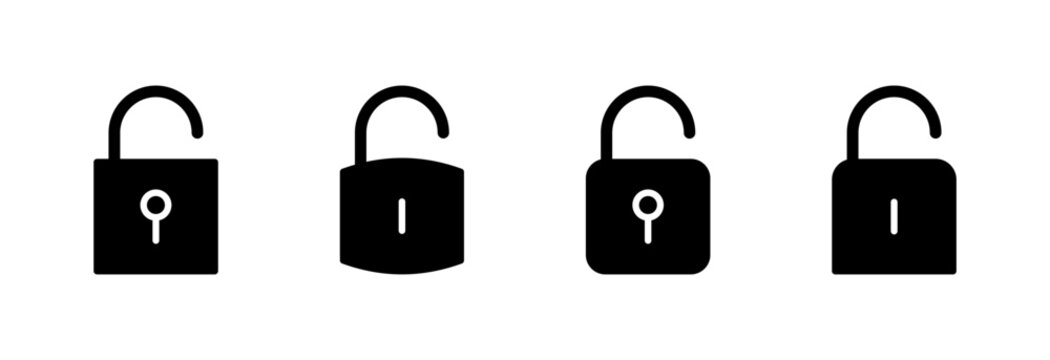Unlock icon symbol for apps and websites. Unlock sign and symbol. unlocked padlock icon