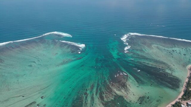 Underwater waterfall seen from Le Mourne mountain in Mauritius