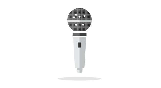 Vintage Microphone Icon, Retro Audio Equipment, Flat Design