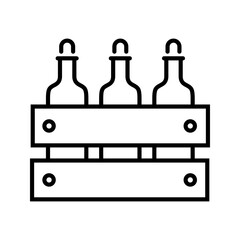 Naklejka premium Wine crate icon. Food and wine line symbol. Black and white.