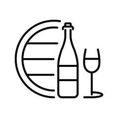Naklejka premium Wine bottle icon. Food and wine line symbol. Black and white.