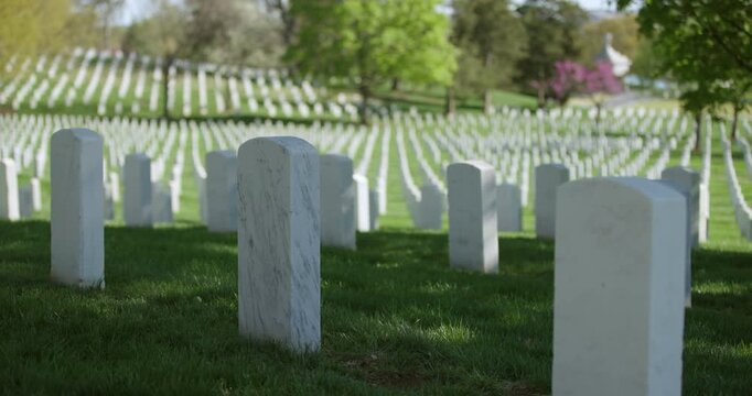 Grave Markers on Sunny Day in Arlington Cemetery
