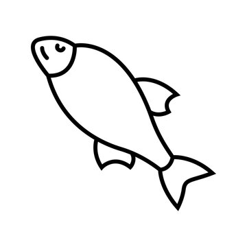 Bream fish icon. Animals and freshwater fish line symbol. Black and white.