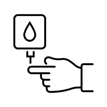Blood glucose meter icon. Healthcare and diabetes line symbol. Black and white.