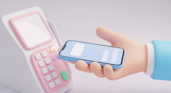 illustration of contactless mobile payment using smartphone and card reader representing digital transaction technology and cashless shopping