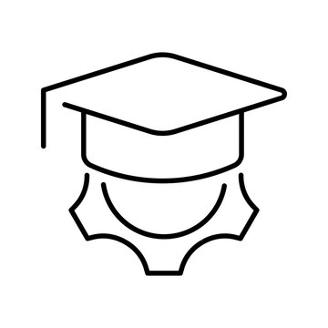 Education technology icon. Education and educational technology line symbol. Black and white.