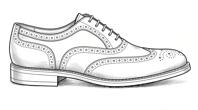 Classic brown brogue shoes with decorative perforations isolated on white background, featuring soft lighting and elegant formal style.