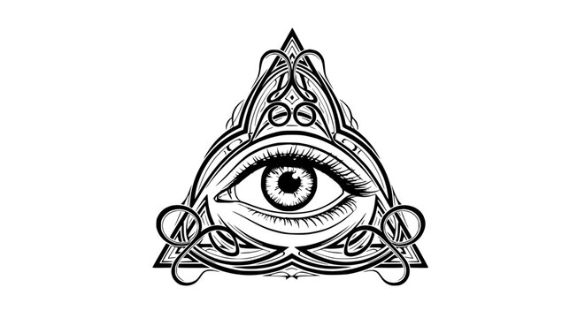 Mysterious All-Seeing Eye Symbol in Ornate Triangle Frame
