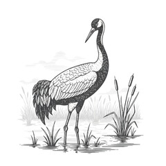 Obraz premium Large Bird Standing in Water Environment 1.