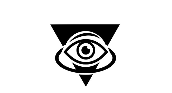 Abstract Eye Symbol with Triangle and Orbiting Rings - Vision Concept