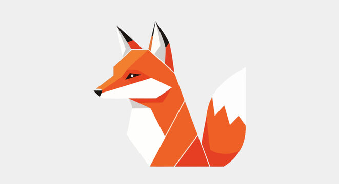 Geometric Origami Fox Illustration - Minimalist Design