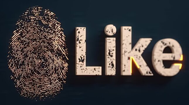 Digital fingerprint and Like button concept representing social media engagement online approval data privacy authentication and user interaction in a modern digital world