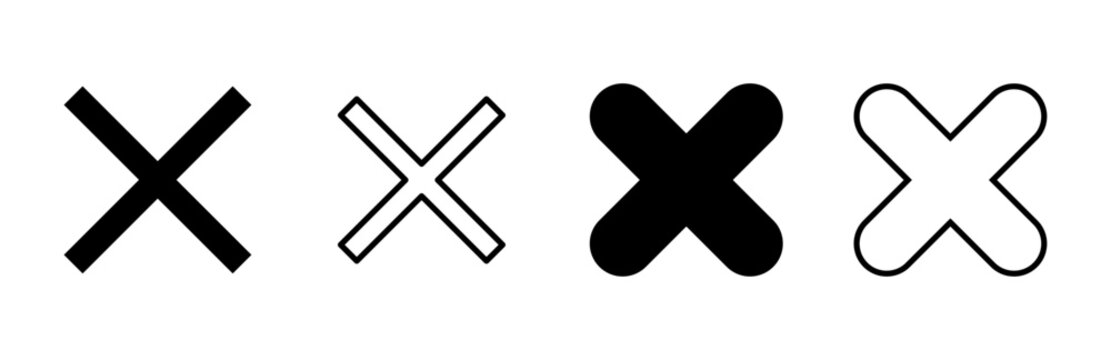 Close icon set. Delete icon vector. cross sign