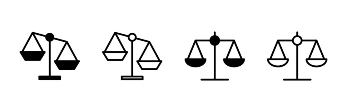 Scales icon set . Law scale icon. Justice sign
