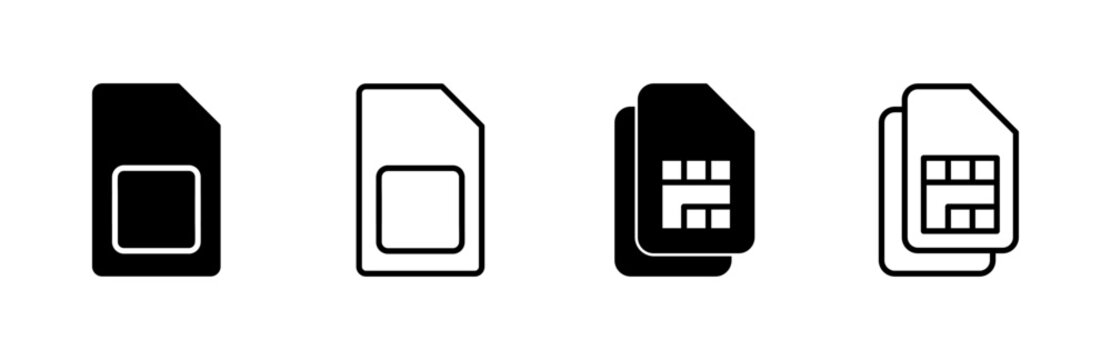 Sim card icon set. dual sim card icon vector