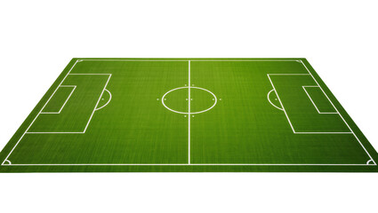 Isolated vibrant green artificial turf soccer field with detailed white markings © Francisco