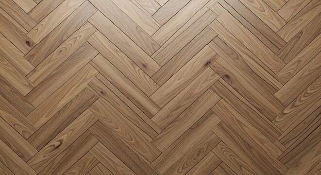 Wooden herringbone floor pattern overhead view for background and texture