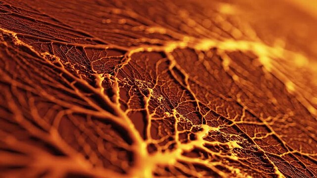Intricate Golden Organic Vein Network Macro Close-up