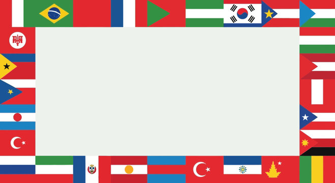 International Flags Border Frame with Copy Space for Global Communication