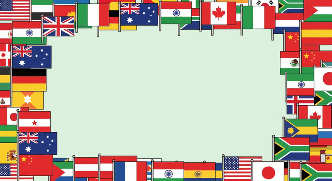 International Flags Border Frame with Copy Space