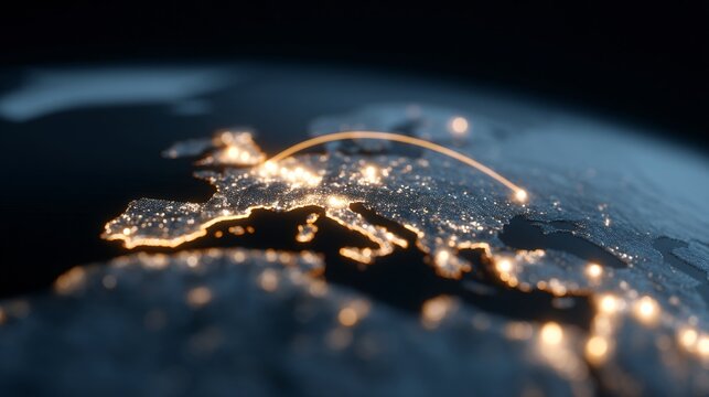 global economy workforce concept, interconnected industries visualization
