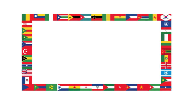 World Flags Border Frame - International Communication and Unity Concept