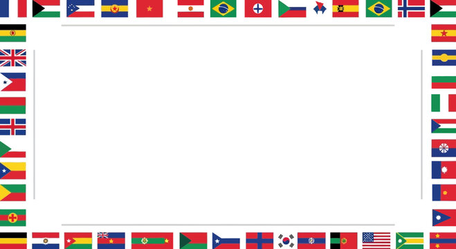 World Flags Border Frame - International Unity and Global Communication